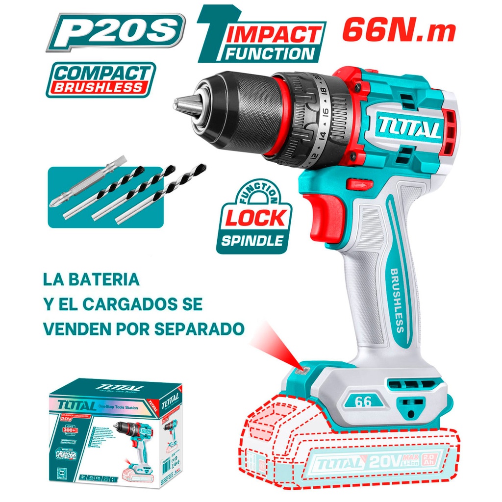 [TDLI206681] TDLI206681 Atornillador BRUSHLESS 66N.m. 20V c/ Chuck Metálico 13mm SOLO CABEZAL TOTAL