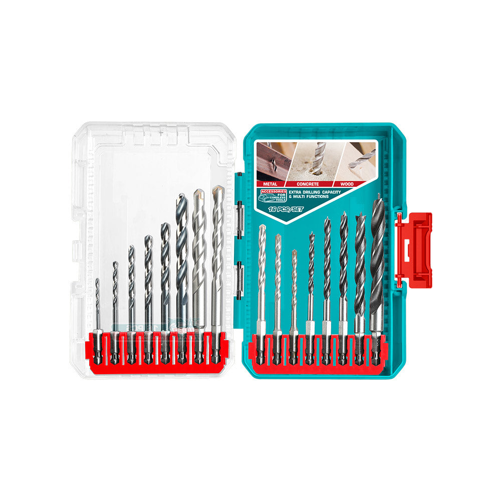 [TACSDL11608] TACSDL11608 JGO X 16PCS Broca para metal, madera y concreto TOTAL