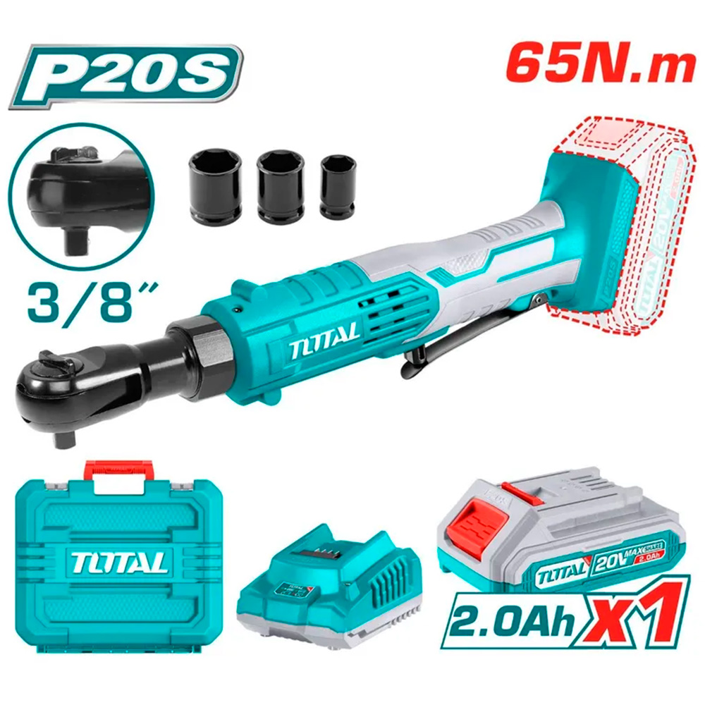 [TDRLI2060152] TDRLI2060152 Llave rachet 3/8" 20V con MALETA TOTAL