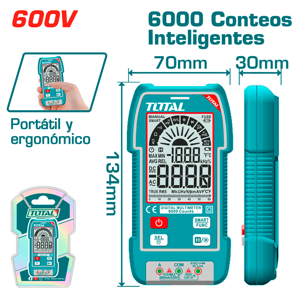 TMT516004 Multitester DIGITAL 600V 6000Counts TOTAL