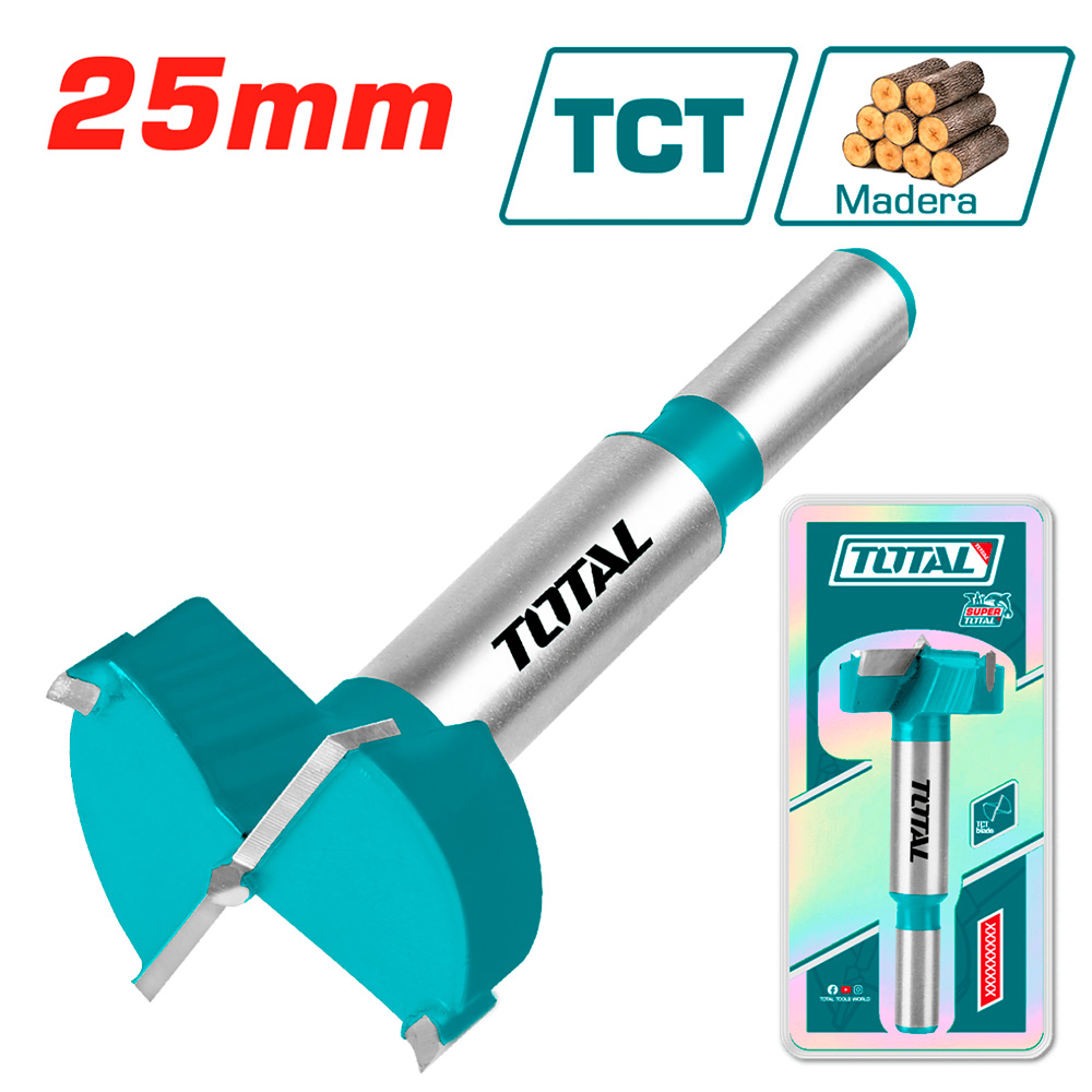 TAC180251 Broca Forstner para madera 25mm  TOTAL, para bisagra TOTAL