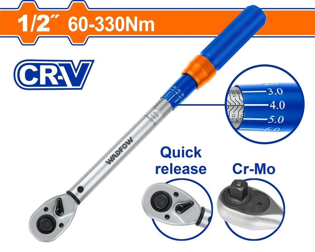[WWQ4D12] WWQ4D12  Torquímetro 1/2" 60-330Nm WADFOW