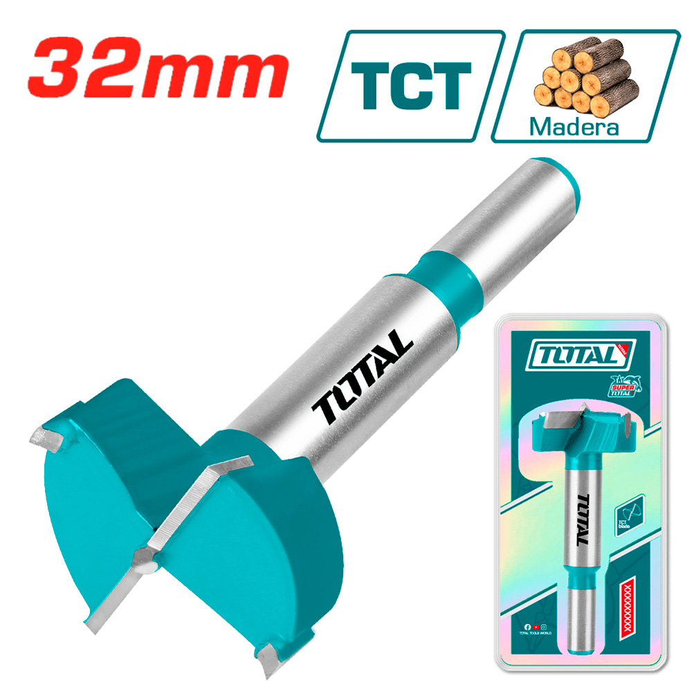 TAC180321 Broca Forstner para madera 32mm TOTAL, para bisagra TOTAL