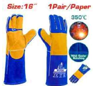 [TSP15216] TSP15216 Guante para soldar cuero azul con amarillo, grado AB ,16" pesada TOTAL
