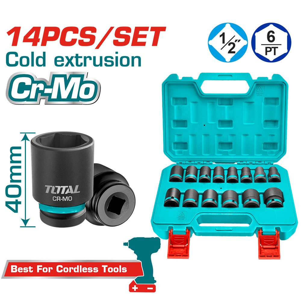 THISTD12141 Jgo x14pcs Dados Impacto 1/2" TOTAL
