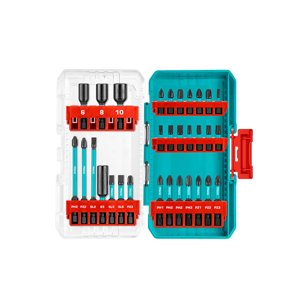 TACSDL11306 Jgo x31pcs Punteras y dados para Atornillador de impacto TOTAL