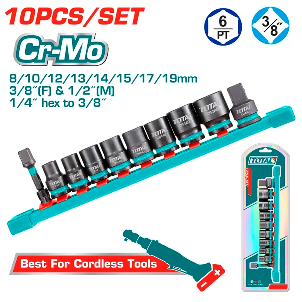 [THTISD38104] THTISD38104 Jgo x10pcs Dado de impacto 3/8" TOTAL