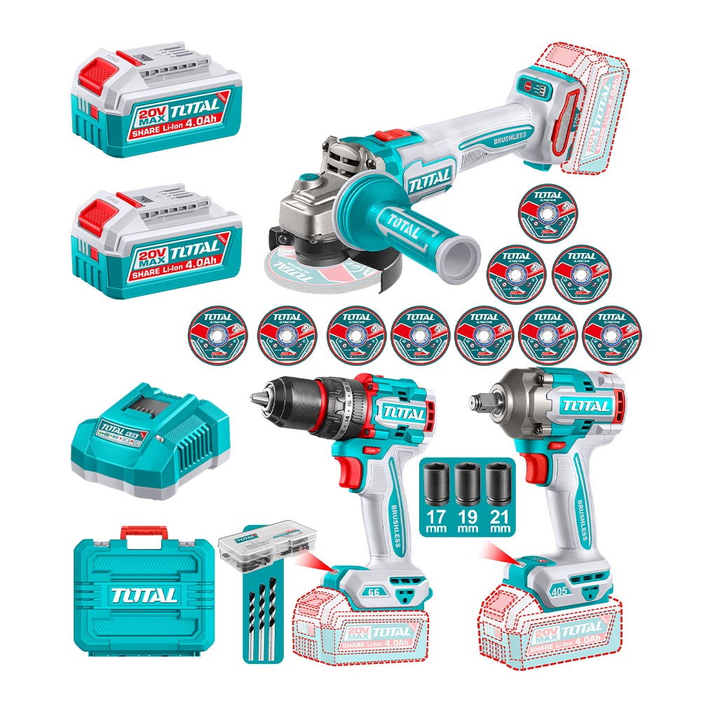 [TCKLI20358] TCKLI20358 Combo taladro + Amoladora + llave de impacto 20 V