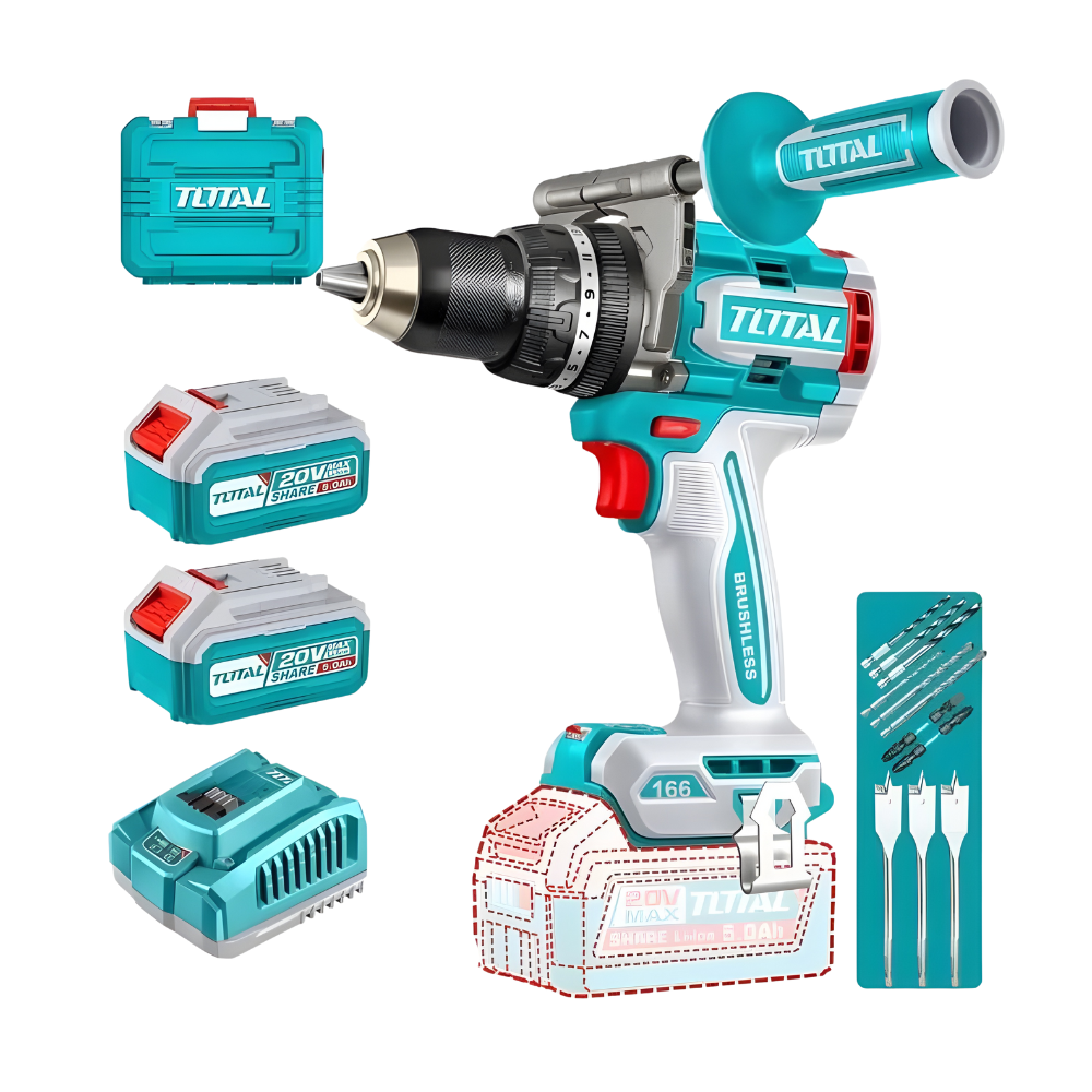 [TIDLI201668] TIDLI201668 Taladro Atornillador PERCUTOR BRUSHLESS 166N.m. 20V c/ Chuck Metálico 13mm