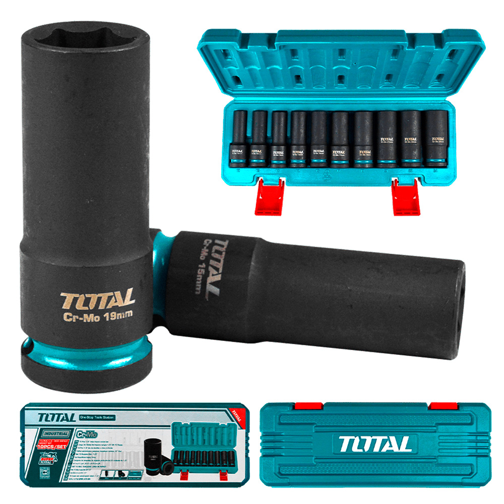 [THKISD12102L] THKISD12102L Jgo. 10 pcs Dados largos de impacto 1/2" TOTAL TOTAL