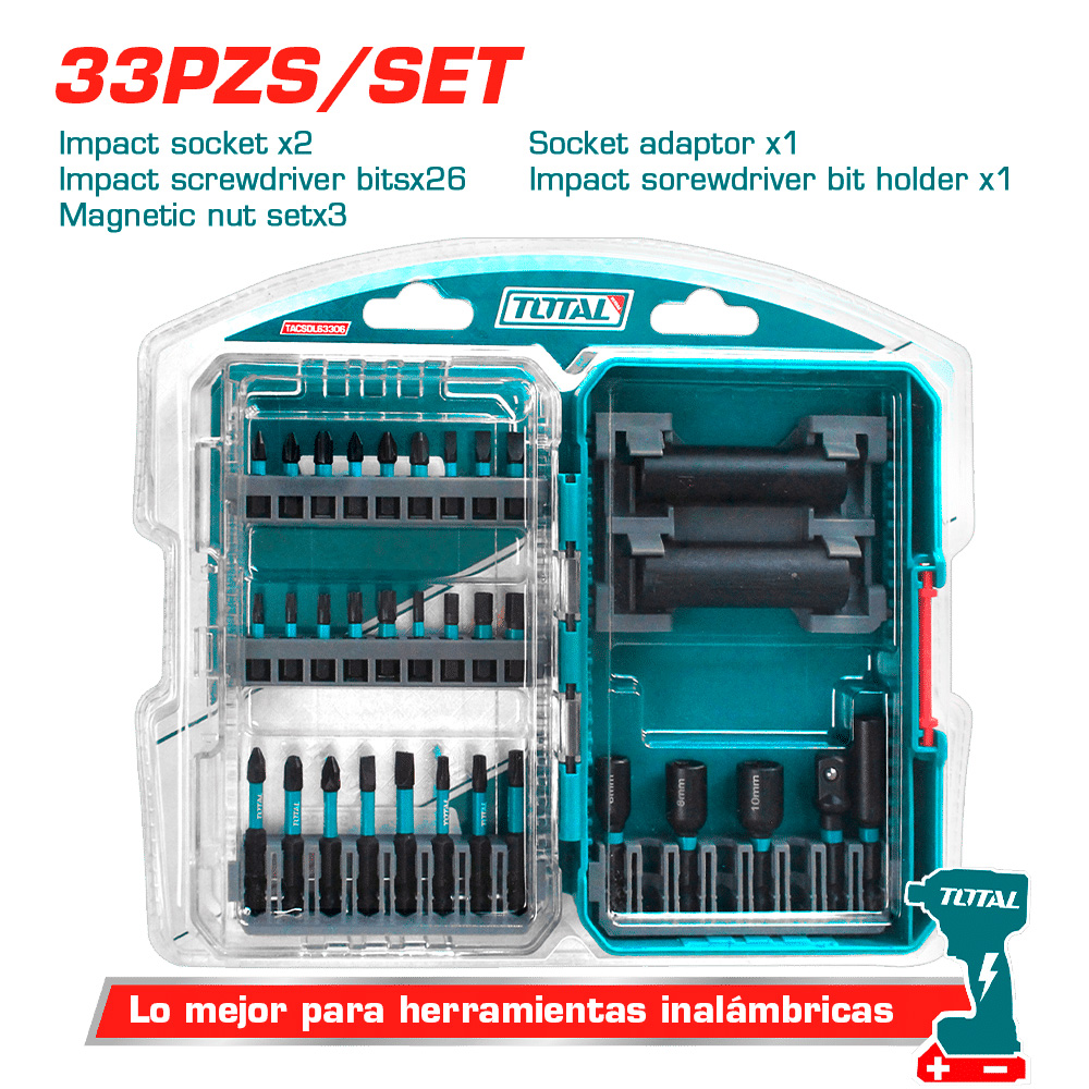 TACSDL63306 Jgo x33pcs Punteras de impacto TOTAL
