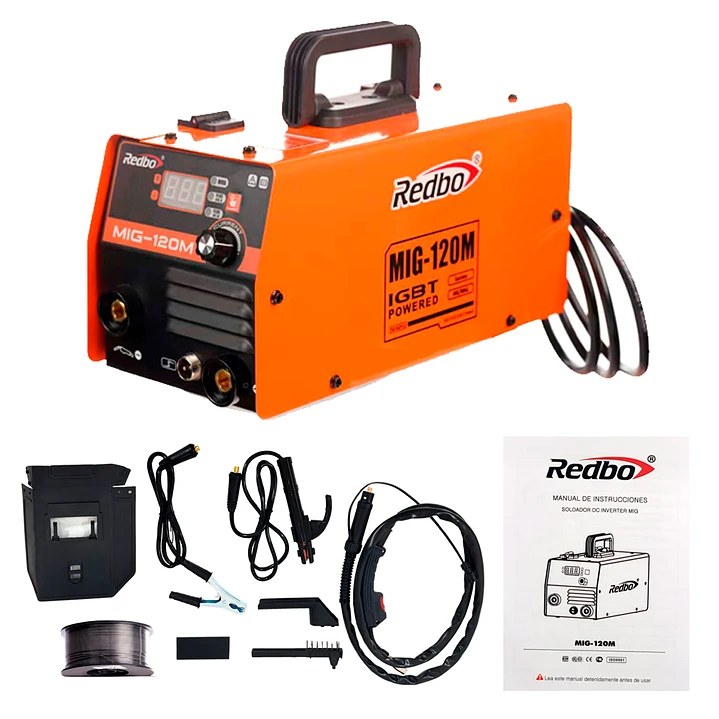 MIG120M MIG120M SOLDADORA INVERTER MIG 50-120A /MMA 20-120 GASLESS 0.8 - 1.0 x 1kg SYNERGIC REDBO