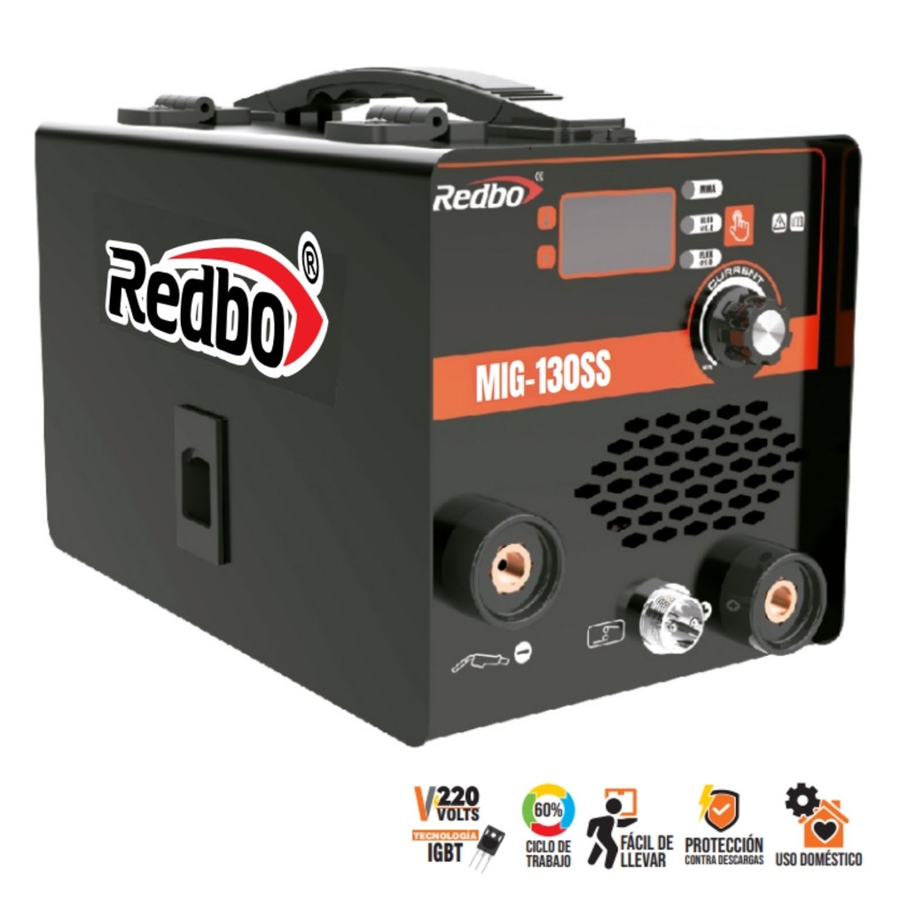 [MIG130SS] MIG130SS MIG130SS SOLDADORA INVERTER MIG 50-130A /MMA 20-120 GASLESS 0.8 - 1.0 x 1kg SYNERGIC REDBO