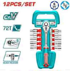 [THT381121] THT381121 Jgo x 12pcs Dados 3/8" con chicharra TOTAL