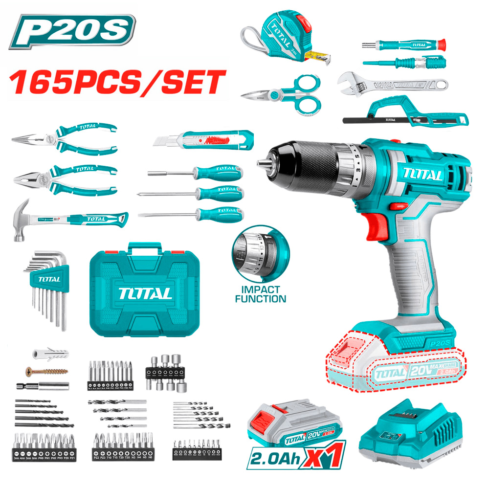 [THKTHP11652] THKTHP11652 Set de Herramientas con Atornillador 20v  165Pcs TOTAL