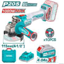 [TAGLI271531] TAGLI271531 Amoladora BRUSHLESS 20V, con 1 Batería y en MALETATOTAL