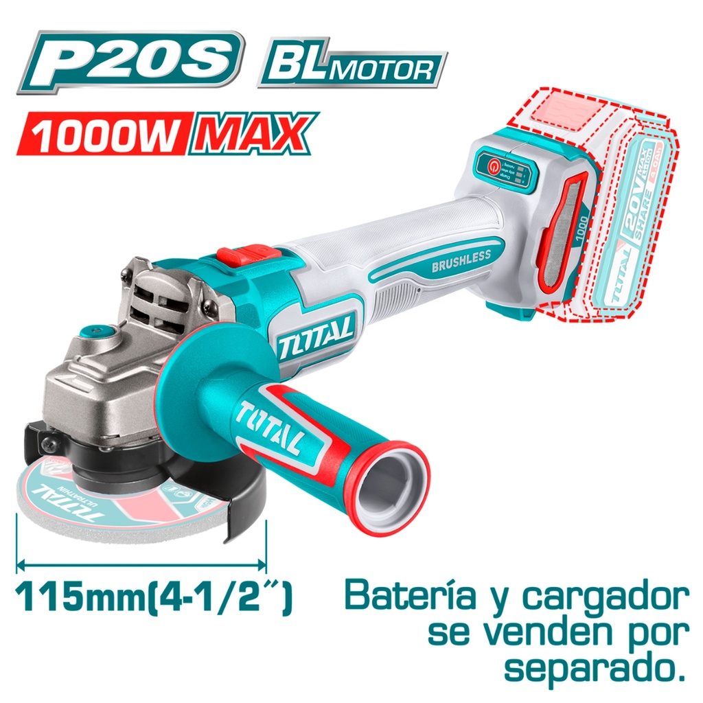 [TAGLI27153] TAGLI27153 Amoladora BRUSHLESS 20VTOTAL